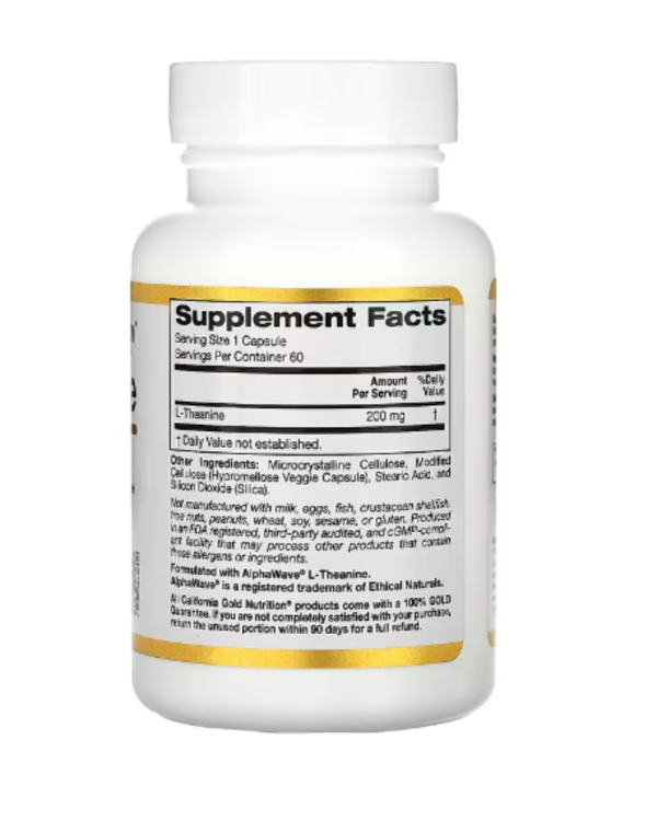 California Gold Nutrition, L-Theanine, Featuring AlphaWave, 200 mg, 60 Veggie Capsules