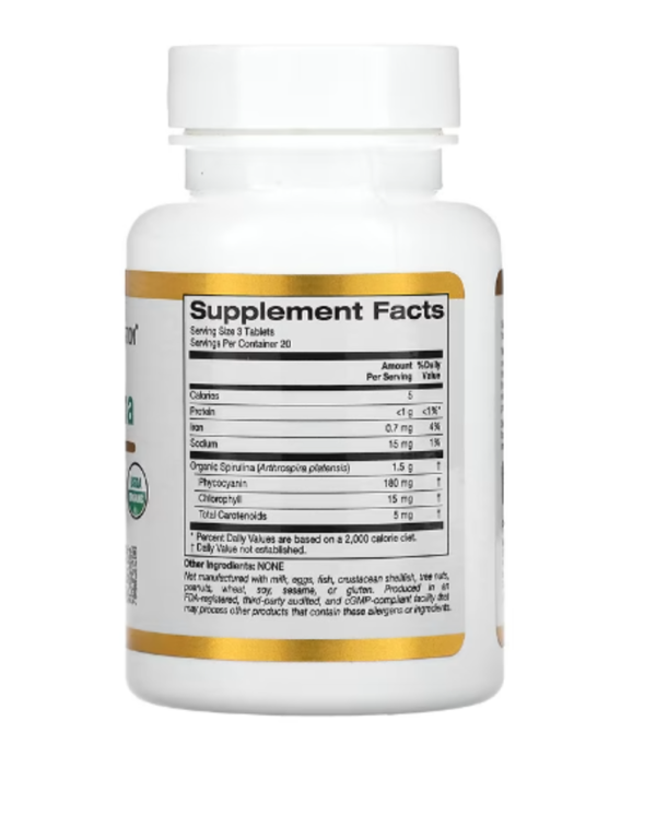 California Gold Nutrition, Organic Spirulina, 1,500 mg, 60 Tablets (500 mg per Tablet)