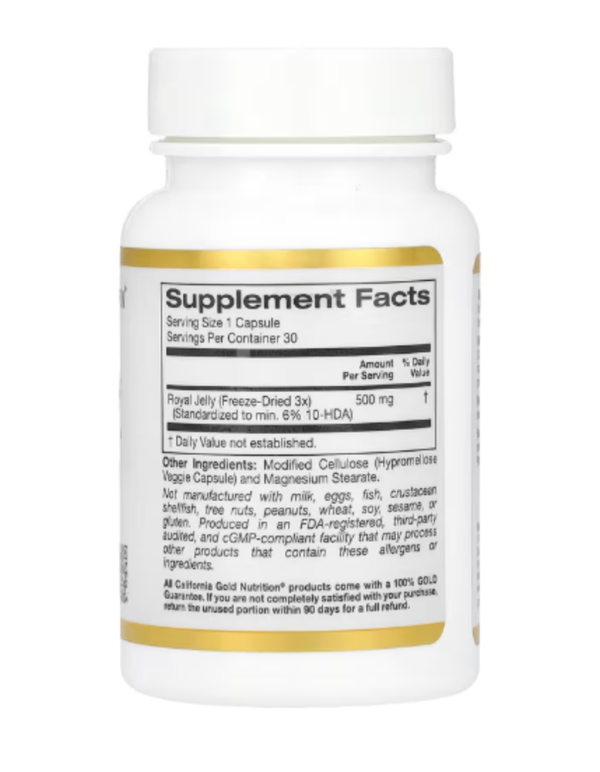 California Gold Nutrition, Royal Jelly, 500 mg, 30 Veggie Caps