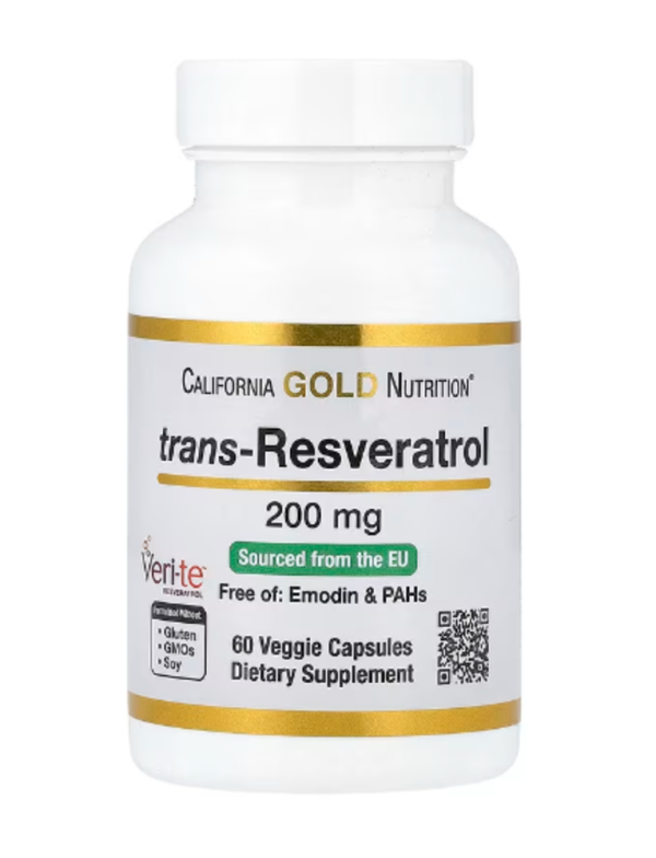 California Gold Nutrition, trans-Resveratrol, 200 mg, 60 Veggie Capsules