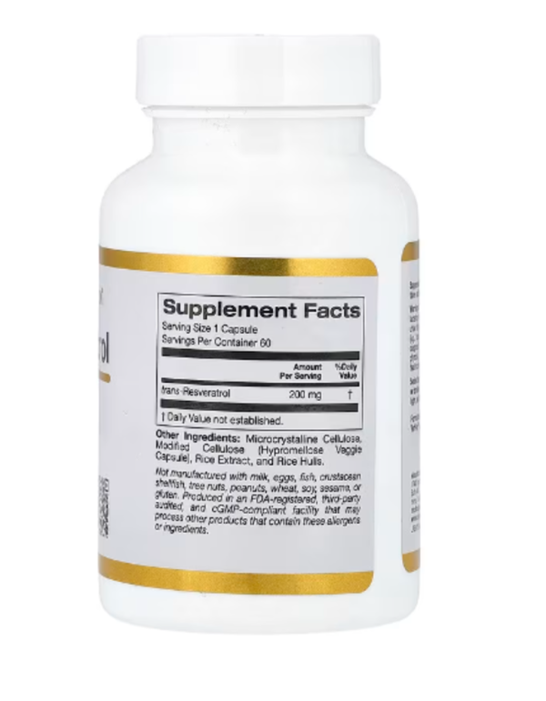 California Gold Nutrition, trans-Resveratrol, 200 mg, 60 Veggie Capsules