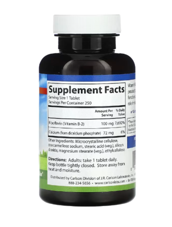 Carlson, B-2, 100 mg, 250 Vegetarian Tablets