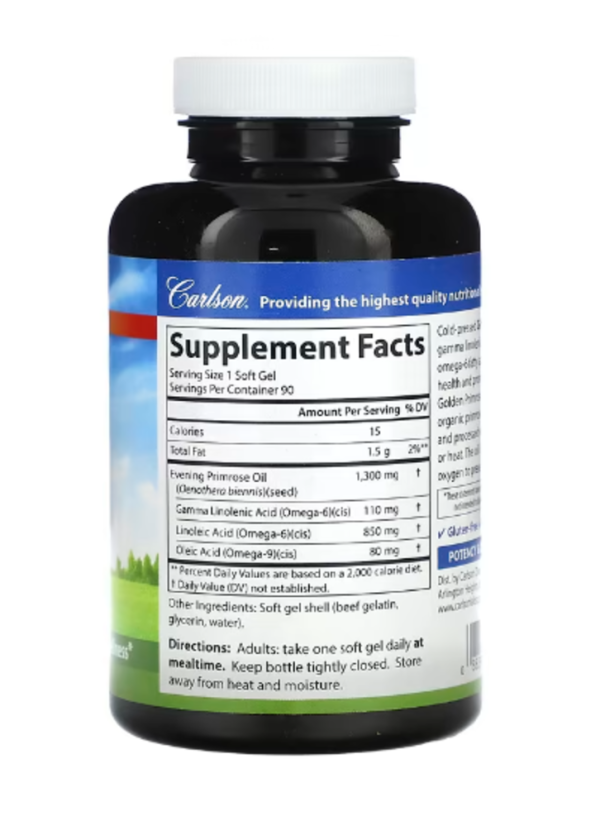 Carlson, Cold-Pressed Golden Primrose, 1,300 mg, 90 Soft Gels
