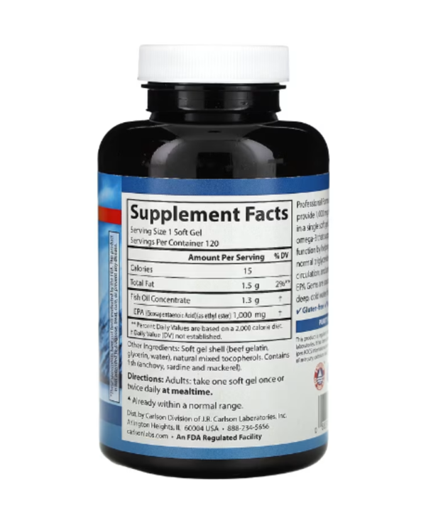 Carlson, Elite EPA Gems, 1,000 mg, 120 Soft Gels