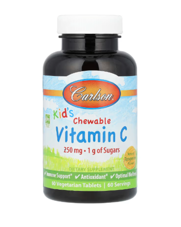 Carlson, Kid's Chewable Vitamin C, Natural Tangerine , 250 mg, 60 Vegetarian Tablets