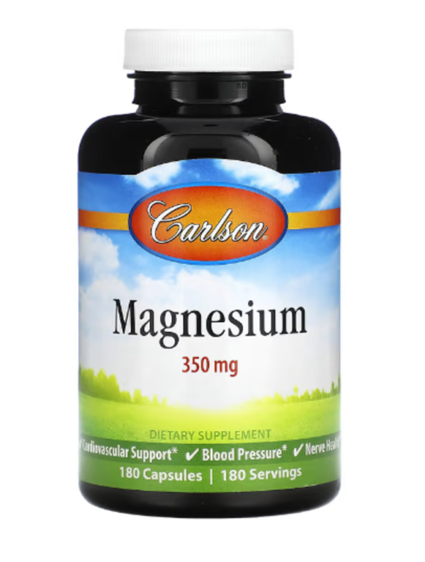 Carlson, Magnesium, 350 mg, 180 Capsules