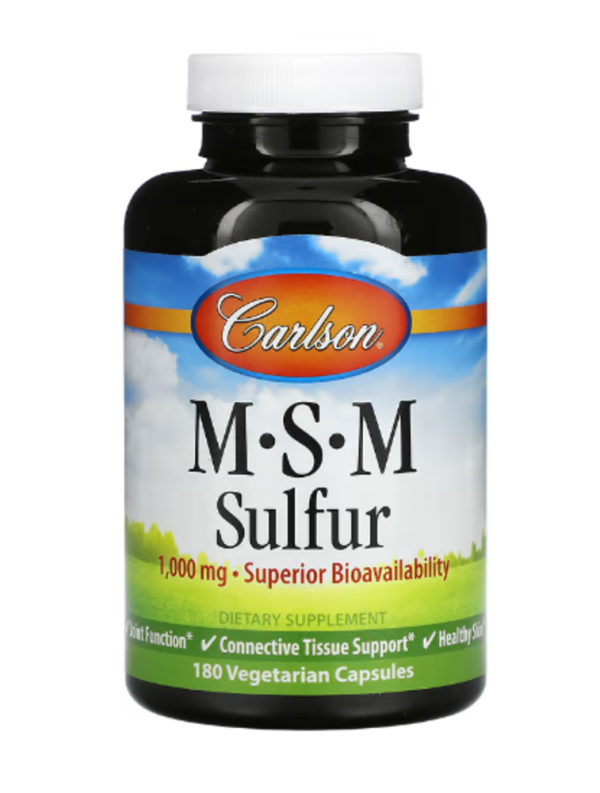 Carlson, MSM Sulfur, 1,000 mg, 180 Vegetarian Capsules