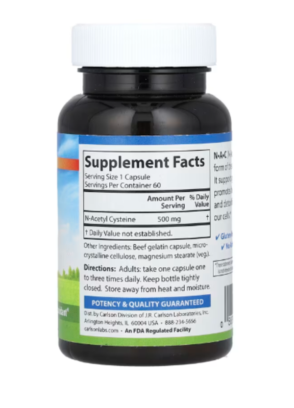 Carlson, N-A-C, 500 mg, 60 Capsules