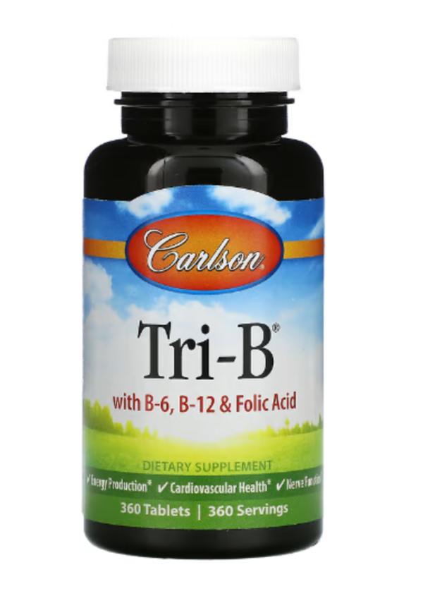 Carlson, Tri-B with B6, B12 & Folic Acid, 360 Tablets