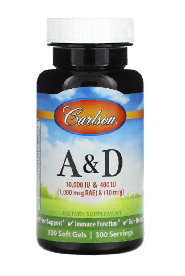 Carlson, Vitamin A & D, 300 Soft Gels
