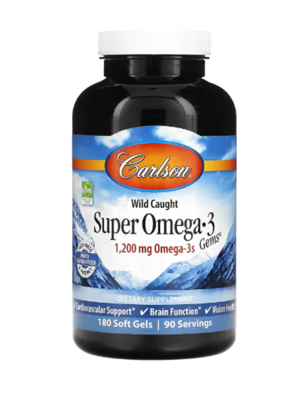 Carlson, Wild Caught Super Omega-3 Gems, 1,200 mg, 180 Soft Gels (600 mg per Soft Gel)