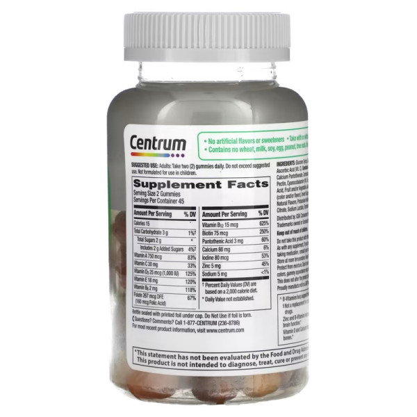 Centrum MultiGummies Gummy Multivitamin for Adults 50 Plus Assorted Fruit Flavor - 90 Gummies