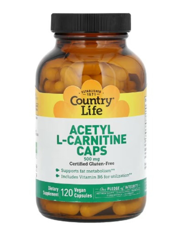 Country Life, Acetyl L-Carnitine Caps, 500 mg, 120 Vegan Capsules