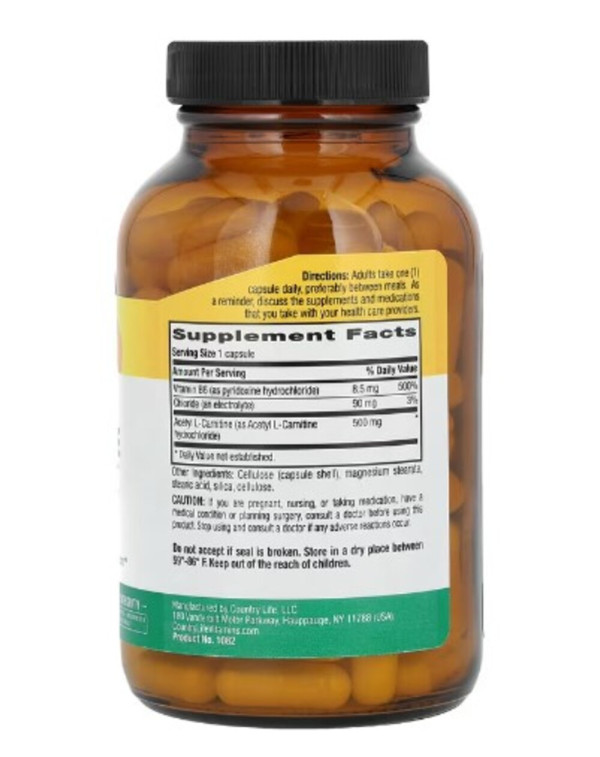 Country Life, Acetyl L-Carnitine Caps, 500 mg, 120 Vegan Capsules