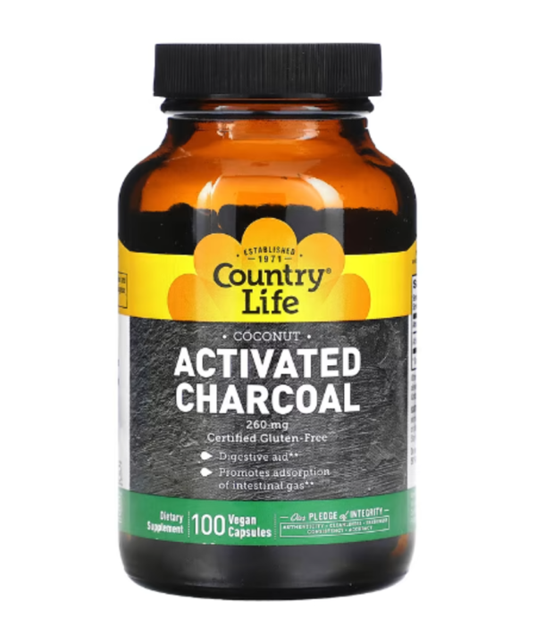 Country Life, Activated Charcoal, 260 mg, 100 Vegan Capsules