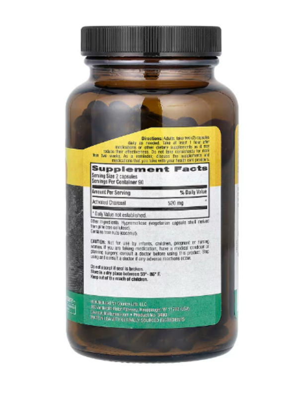 Country Life, Activated Charcoal, Coconut, 520 mg, 180 Vegan Capsules (260 mg per Capsule)