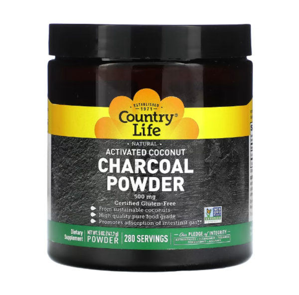 Country Life, Activated Coconut Charcoal Powder, 500 mg, 5 oz (141.7 g)