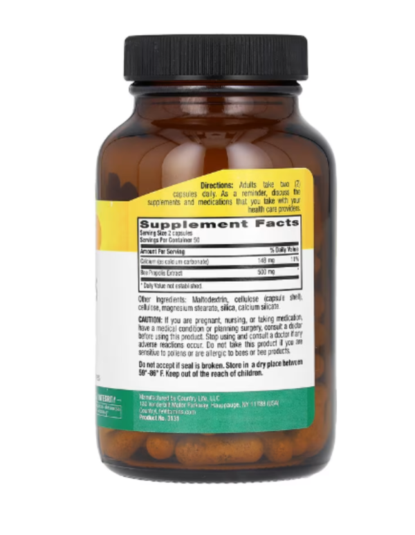 Country Life, Bee Propolis Caps, 500 mg, 100 Vegetarian Capsules (250 mg per Capsule)
