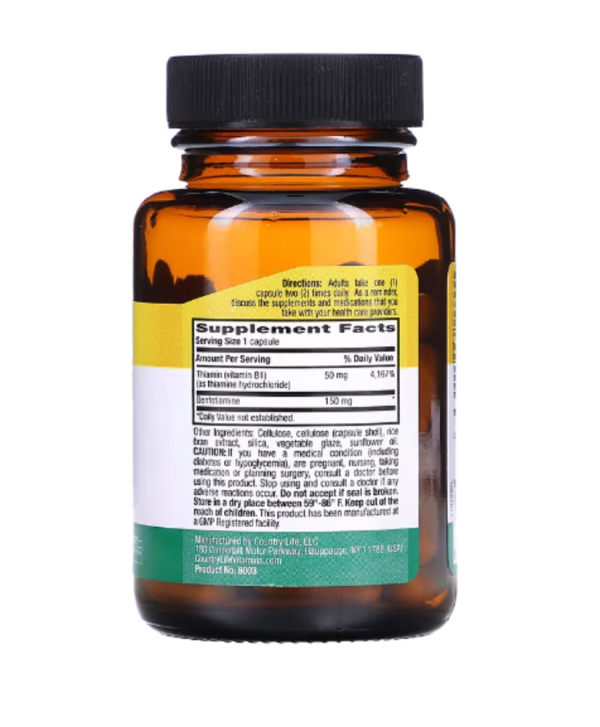 Country Life, Benfotiamine with Thiamin, 150 mg, 60 Vegan Capsules