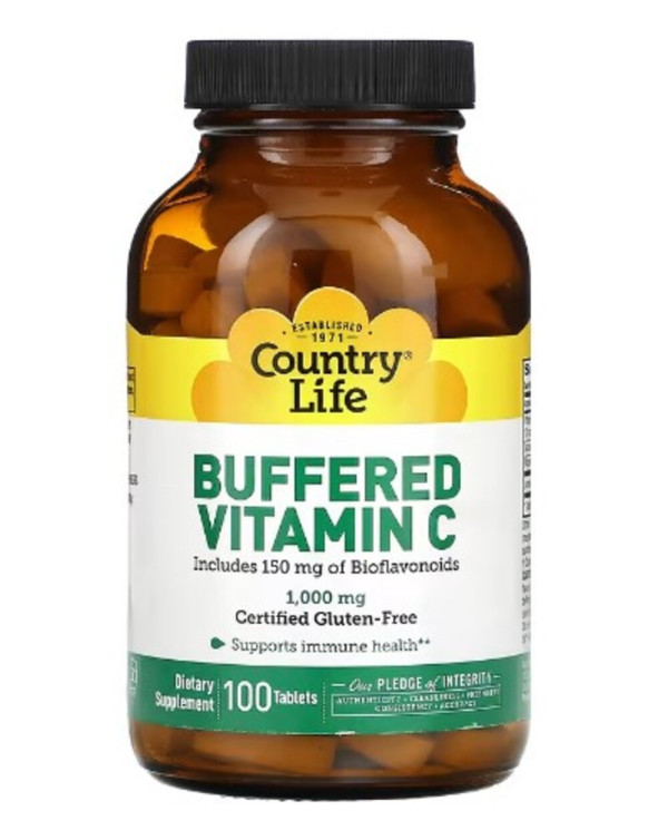 Country Life, Buffered Vitamin C, 1,000 mg, 100 Tablets