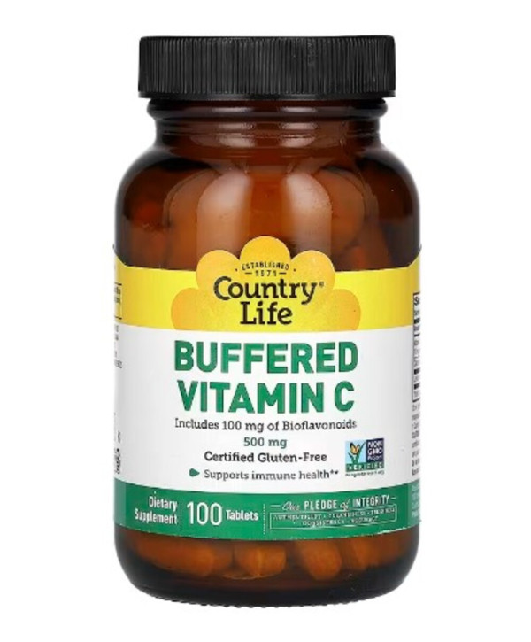Country Life, Buffered Vitamin C, 500 mg, 100 Tablet