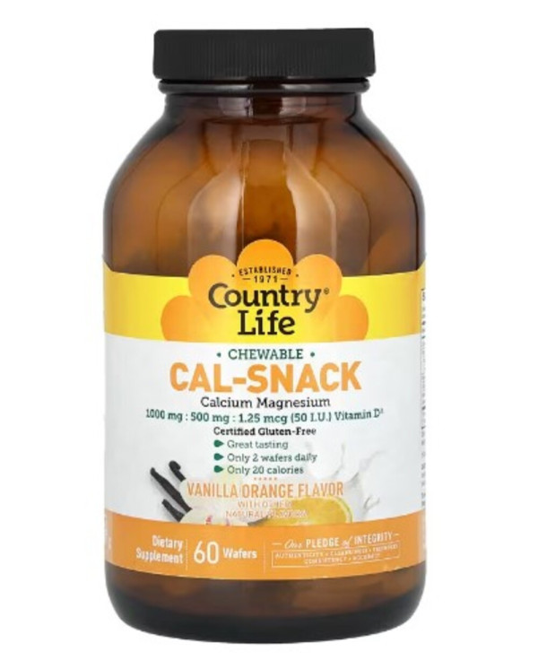 Country Life, Cal-Snack, Chewable Calcium Magnesium, Vanilla Orange, 60 Wafers