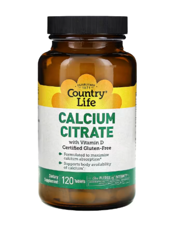 Country Life, Calcium Citrate with Vitamin D, 120 Tablets