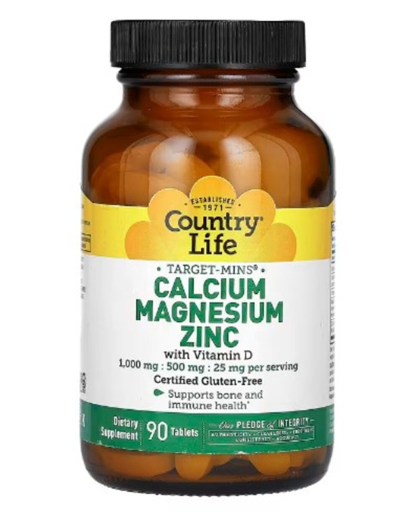 Country Life, Calcium Magnesium Zinc with Vitamin D, 90 Tablets