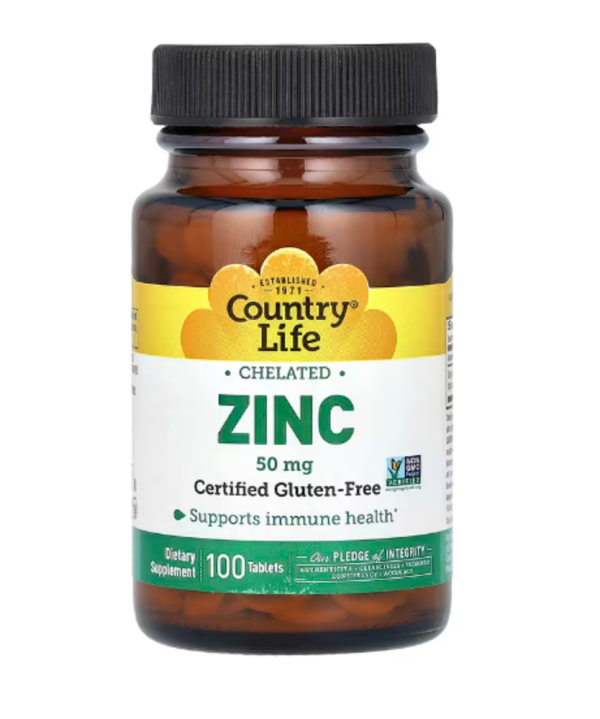 Country Life, Chelated Zinc, 50 mg, 100 Tablets