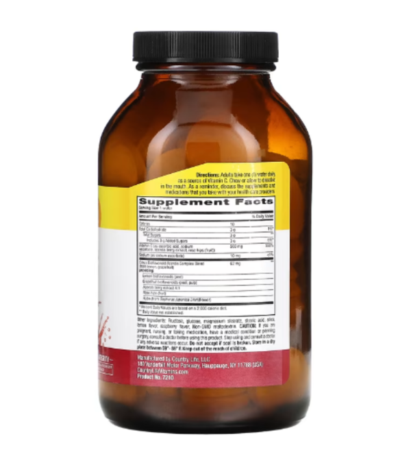 Country Life, Chewable Acerola, Vitamin C Complex, Berry, 500 mg, 90 Wafers