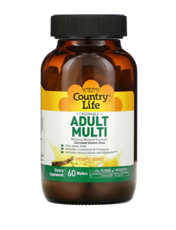 Country Life, Chewable Adult Multi, Pineapple-Orange, 60 Wafers