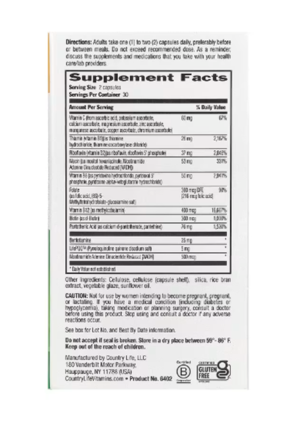 Country Life, Coenzyme B-Complex, Advanced, 60 Vegan Capsules
