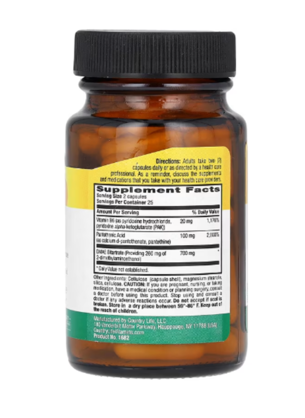 Country Life, Coenzymized DMAE, 700 mg, 50 Vegan Capsules (350 mg per Capsule)