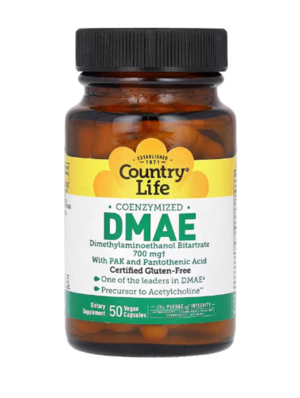 Country Life, Coenzymized DMAE, 700 mg, 50 Vegan Capsules (350 mg per Capsule)