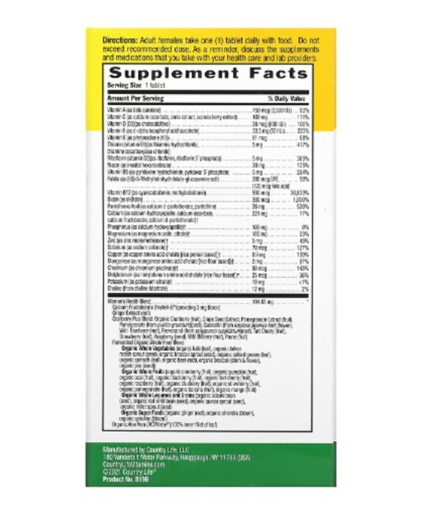 Country Life, Core Daily-1 Multivitamin for Women 50+, 60 Tablets