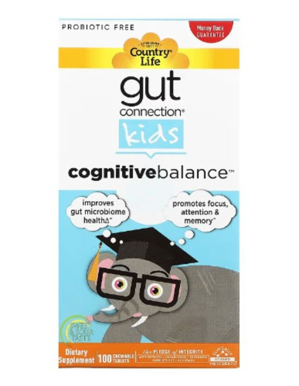 Country Life, Gut Connection Kids, Cognitive Balance, Sweet & Sour, 100 Chewable Tablets