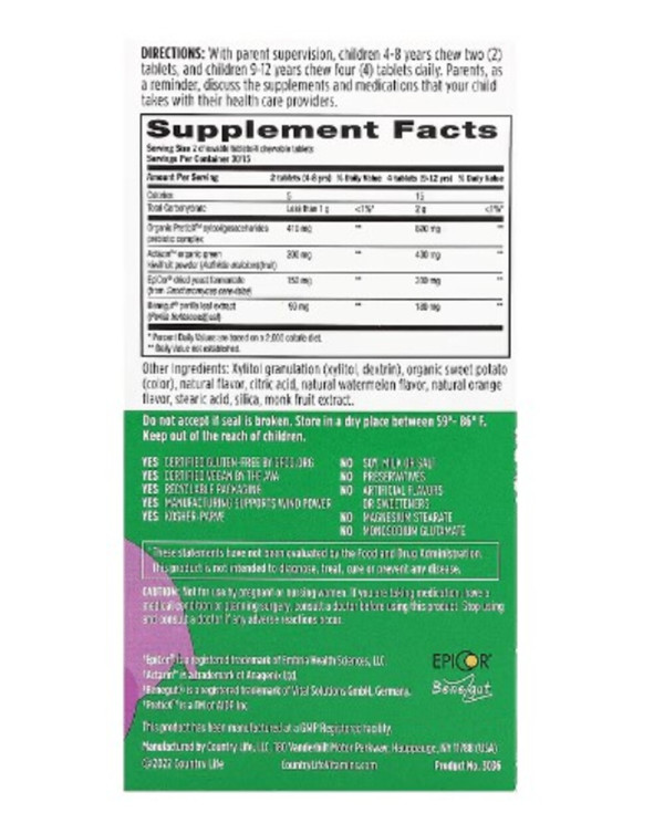 Country Life, Gut Connection Kids, Digestive Balance, Sweet & Sour, 60 Chewable Tablets