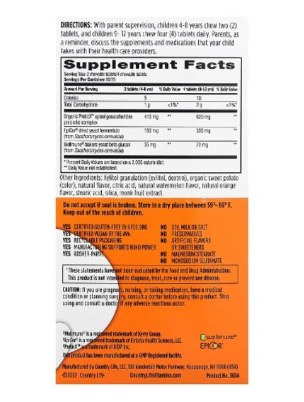 Country Life, Gut Connection Kids, Immune Balance, Sweet & Sour, 100 Chewable Tablets