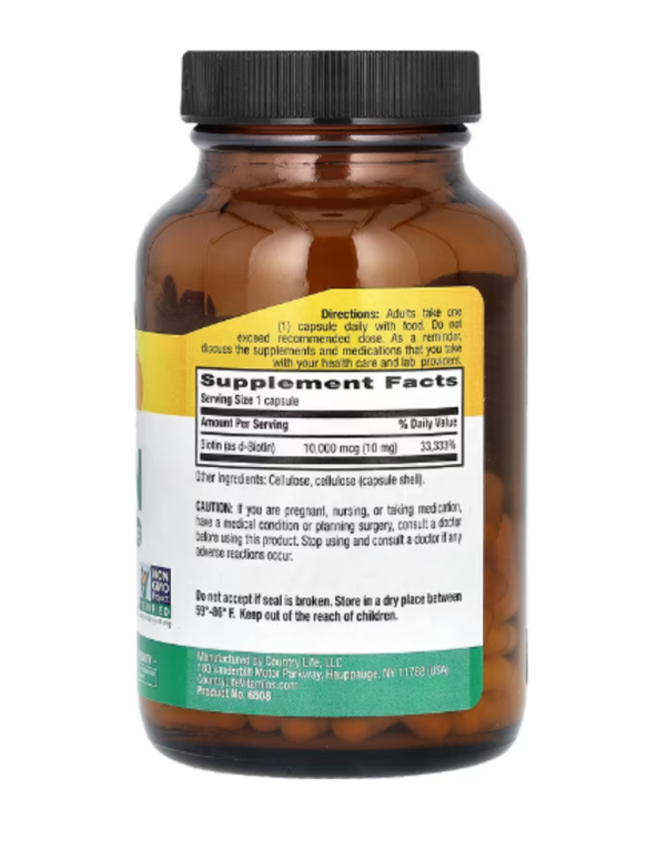 Country Life, High Potency Biotin, 10 mg, 120 Vegan Capsules