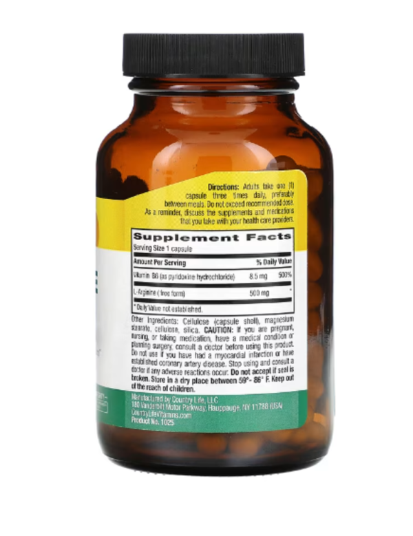 Country Life, L-Arginine, 500 mg, 100 Vegan Capsules