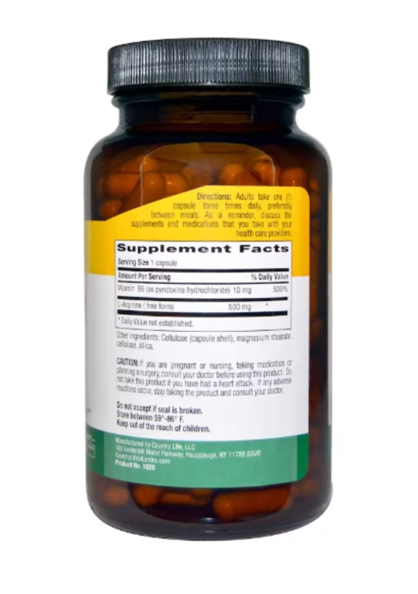 Country Life, L-Arginine Caps, 500 mg, 200 Vegan Caps