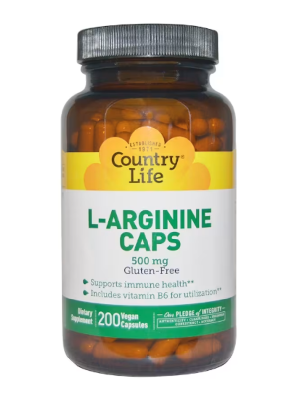 Country Life, L-Arginine Caps, 500 mg, 200 Vegan Caps