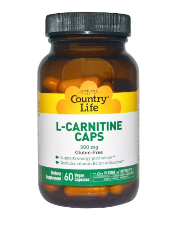 Country Life, L-Carnitine Caps, 500 mg, 60 Vegan Caps