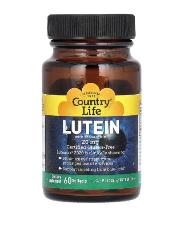 Country Life, Lutein with Zeaxanthin, 20 mg, 60 Softgels