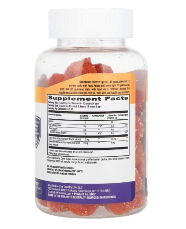 Country Life, Lutein & Zeaxanthin Gummies, Natural Mango, 60 Gummies