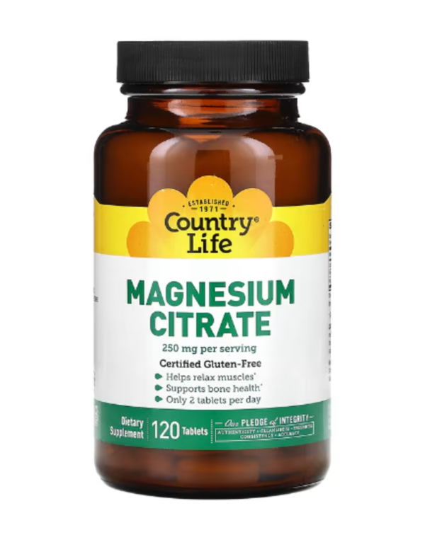 Country Life, Magnesium Citrate, 250 mg, 120 Tablets (125 mg per Tablet)