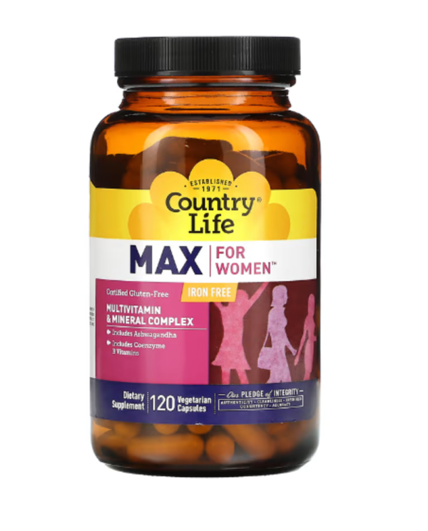 Country Life, Max for Women, Multivitamin & Mineral Complex, Iron Free, 120 Vegetarian Capsules