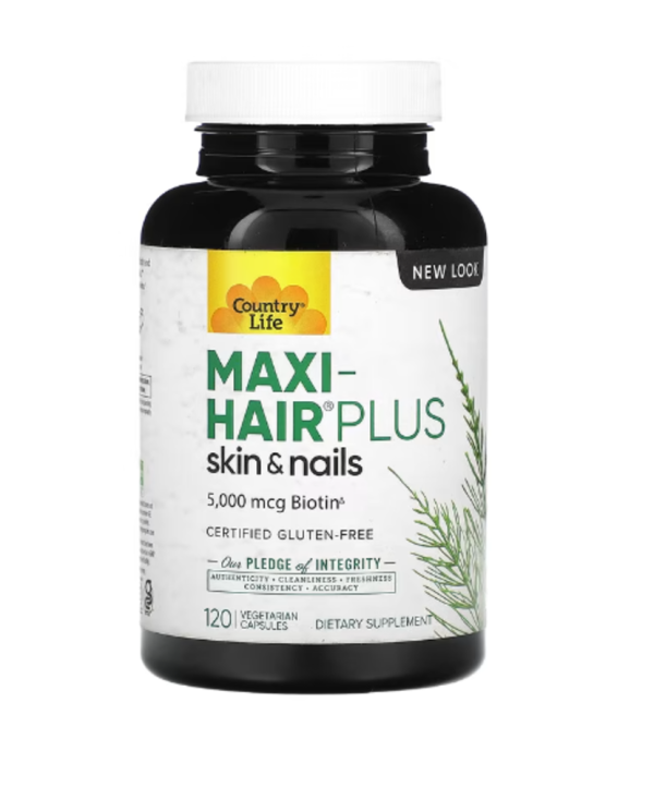 Country Life, Maxi-Hair Plus, 5,000 mcg, 120 Vegetarian Capsules (1,250 mcg per Capsule)