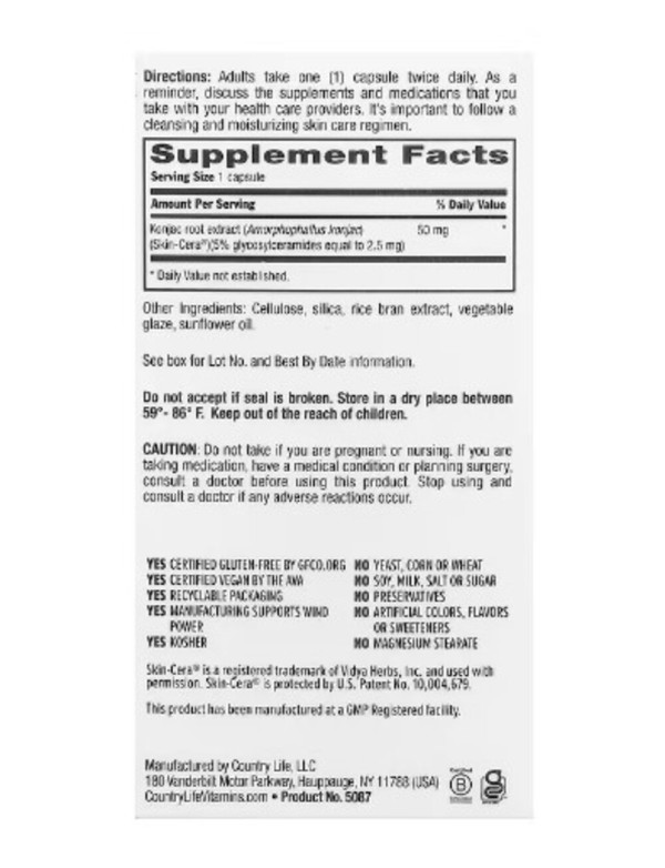 Country Life, Maxi-Skin® Cera Clear™, 60 Vegan Capsules