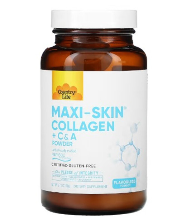 Country Life, Maxi-Skin Collagen + C & A Powder, Flavorless, 2.74 oz (78 g)